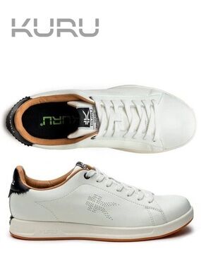 KURU new Roam White Leather Sneakers with Black Detail